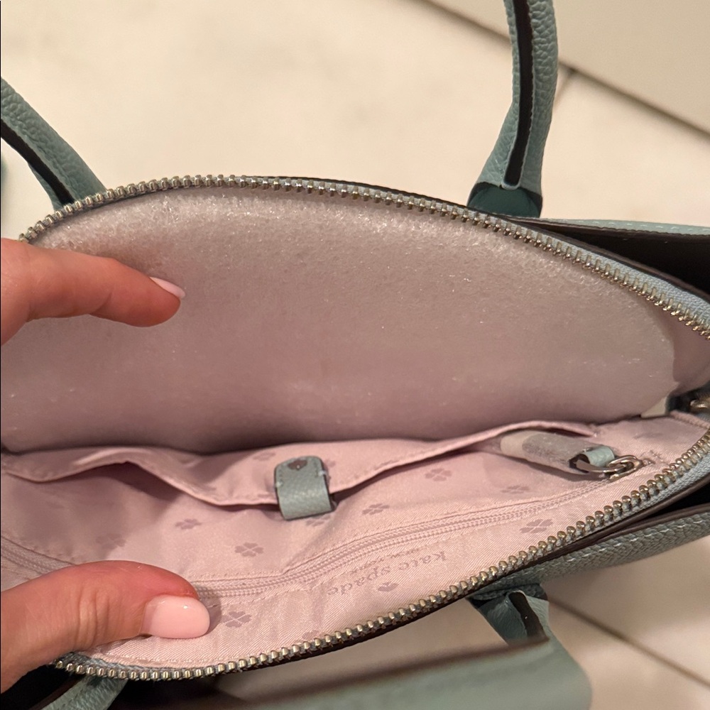 NWOT kate spade pebble leather Margaux satchel in light teal - Picture 8 of 11